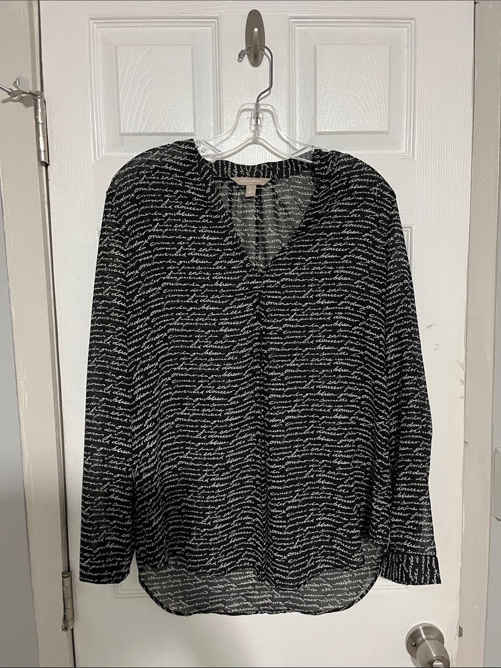 Banana Republic Black Script-Print Blouse
